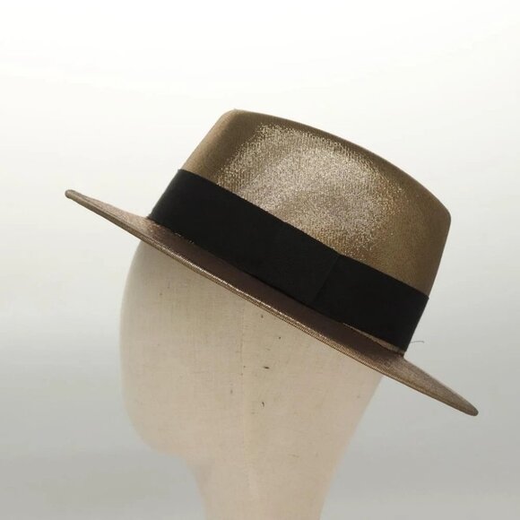SAINT LAURENT Hat Canvas Gold Tone - Picture 6 of 15